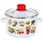 Вкус лета/Ягоды Кастрюля белый (цил) 2,0л,инд дно,стекл.крыш,пласт.руч/кноп (8) 