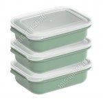 Контейнер прям Н-р 3шт х1,3л,олива, с крышк. (15х22 h6см) (12)