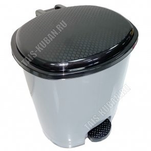 Ведро д/мусора с педал 12л овал серо/черный (8) 