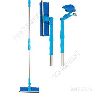 Окономойка телескоп.алюм.ручка L85-120см,поворотн.насад.L25см,синий (36) 