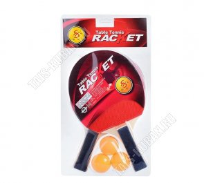 Теннис настол. Н-р (2ракетки+3мячика) дерево+каучук (50) 