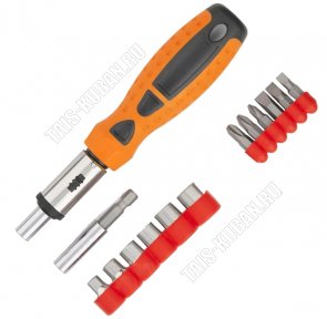 Н-р Отвертка реверс. с н-р бит и головок 15пр.(биты-SL–4,5,7мм) (20) 