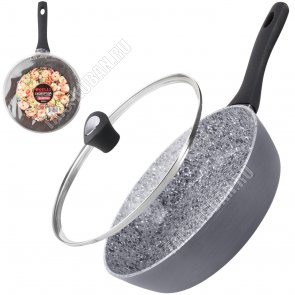 Gray Granite Сковорода d26 h6см с крышкой (6) 