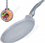 .Сковорода-Блинница d28см серый мрамор,ИНДУКЦИОННОЕ дно, ручка с силиконовым покрытием (10) 