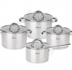 НАБОР кастрюль 4шт (1,8/2,5/3,5л;d 16/18/20см +ковш 1,8л d16см) (2) 