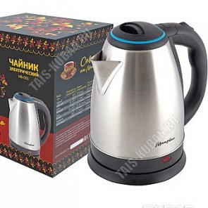 Чайник нерж.1,8л 1500Вт диск,защ б/воды,повор.360,свет.индик.цв.серебро/гол.крыш (12) 