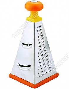 Терка 4х гран (конус), h23см,нерж.сталь,пласт.ручк,прорезин.дно,оранж (12) 