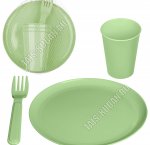 Набор д/пикника 3 перс. 9пр, зелен, уп.сетка,Homver (6) 