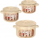 Сомелье кремовый Набор 3предмета (кастрюли 2,9/4,5/7,0л) металлические крышки и ручки (цилиндр) 