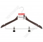 Вешалка (дерево) коричнев L44,5см, прорезинен.клипсами (100)