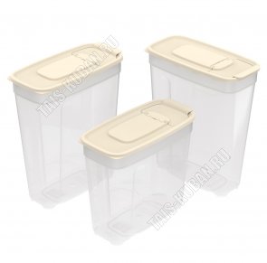 Емкость д/сыпучих Н-р 3шт бежев 1,4л*1шт;1,8л*2шт (36) 