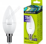 Ergolux-Свеча E14 7Вт, холодн. 6500К, (аналог 60Вт обыч.лампы) (10)