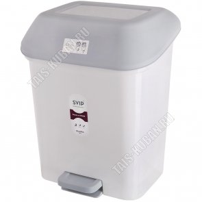 Ведро д/мусора 15л, с педал,прямоуг внутр.съемн.ведро,бел (33х28 h41см) (2) 