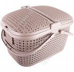 Корзина д/пикника,овал 25л серо-корич (46х34 h27см) с руч,2-х стор.открыт,на защ (6) 