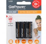 Батарейка GoPower Extra Heavy Duty R03 BL-4шт,блистер (48) 