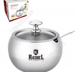 Сахарница из нержавеющей стали 400мл d10см с ложкой (12)