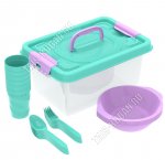 Набор для пикника 6 персон 25пр, бирюза+сирень (14)