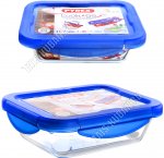 Cook&Go Форма прям 0,8л с пласт.крышк.4защ, 20х15см (6)