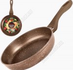 MARMOR Brown Сковорода d22см,шоколадный мрамор,индукуионное дно,бакелитовая коричневая ручка (8) 
