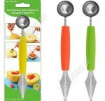 Декоратор д/овощей и фруктов 2-х сторон (шарики,нож резной) сталь, пластик (12) 