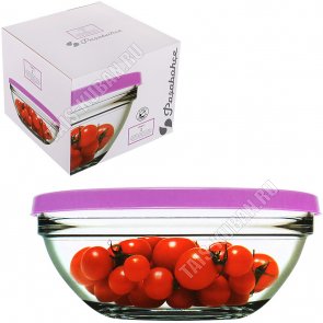 CHEF'S п/у Салатник Н-р 2шт 0,3л d17см с розовой крышкой(12) 