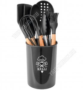 Кухонный н-р 10пр.в стакане d13 h15см,черный 