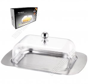 Масленка 19х12см h10см,нержавеющая сталь с акриловой крышкой (48) 