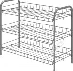 Полка д/обуви 3-х ярус (66х28 h52см) полки-сетка, нагр.до20кг, серый (9)