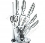 Н-р ножей 8пр на складн подстав (поварск 20/д/хлеба 20/топорик 16/раздел 12/д/овощей 9см,овощечистк попереч с керамич.лезв,ножницы,мусат) цельнометалл,нерж.лезв 18/10,декор на ручк,п/у (6) 