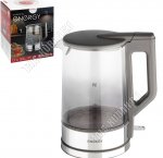 Чайник стекло.1,7л 2200Вт, серебро/стекло-графит (12) 