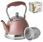 Чайник нерж 1,0л розов.перламутр,нерж.ситечко (12)