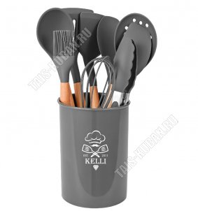 Кухонный н-р 10пр.в стакане d13 h15см,графит 