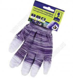 Перчатки для садовых работ 7 разм (S) полиэстер с полиуретановым облив пальцев (12) 