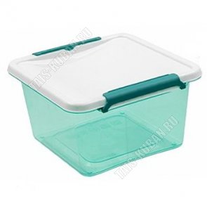 Контейнер квадр,прозр.зелен 1,5л крыш.бел,на 2защ (14х14 h11см) (20) 