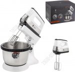 Миксер с вращающейся чашей 600Вт 5скоростей, нержавеющая чаша 4л,белый/серебро (4) 