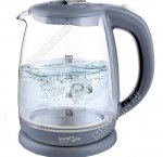 Чайник стекло 1,8л 1800Вт подсветка, серый (12) 