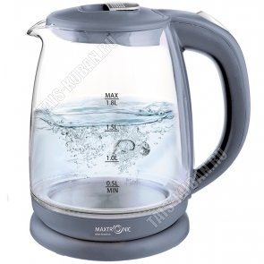 Чайник стекло 1,8л 1800Вт подсветка, серый (12) 