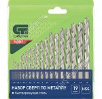 Н-р сверл по металлу 19шт 1-10мм (через 0,5мм) HSS, пласт.кор
