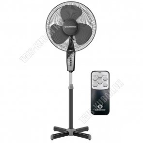 Вентилятор напольный EUROSTEK 45Вт, пульт управления, черный  в упаков.4шт,d43см (цена за 1шт) (4) 