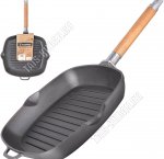 Сковорода-гриль съемн.дерев.руч 26х26см,черн,инд.дно,прям.борт h4см,толщ.ст/дна 3,5/4,0мм,2слива (4) 