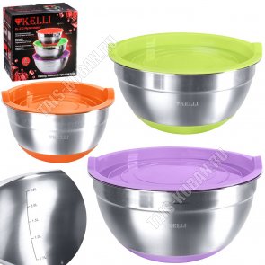 Миска (нержавеющая сталь) набор 3шт (1,4/2,4/4,0л d16/20/24см) (6) 