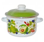Авокадо Кастрюля белый (цил) 4,0л,зелен.мет.крыш,пласт.руч/кноп (4) 
