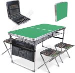 Набор Стол и 4 Стула (стол 120х60см Черный,Стул 30х30см Дубовые листья) 