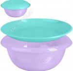 Миска кругл, сирен/бирюза 1,3л +тарелка-крышка d20см (30) 