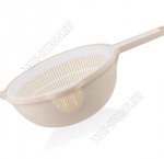 Дуршлаг кругл +миска д/слива (d35,5 h9,5см) с ручк, слон.кость/бел (20)