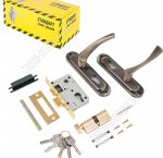 СТАНДАРТ Замок врезной, с/руч, д/деревян.двери толщ. до 4см,1ригель,защёлк, сталь корпус, стар.бронза, 103/50B вертуш.AB (1)