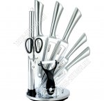 Н-р ножей 8пр на складн подстав (поварск 20/д/хлеба 20/топорик 16/раздел 12/д/овощей 9см,овощечистк попереч с керамич.лезв,ножницы,мусат) цельнометалл,нерж.лезв 18/10,п/у (6) 