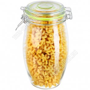 BRAVO Банка с клипсой 1,5л гермет.стекл.крышка (ф.бочка) б/уп, ЗЕЛЕН 