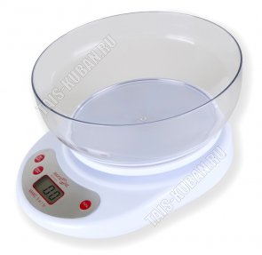 Весы кухонные эл, с чашей до 5кг белый (24) 