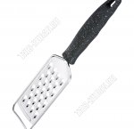 Терка 1-но сторонняя ручная (крупная) 26х5,5см,нержавебщая сталь,эргономичная ручка soft-touch черный с бело-золотым крапом (12) 